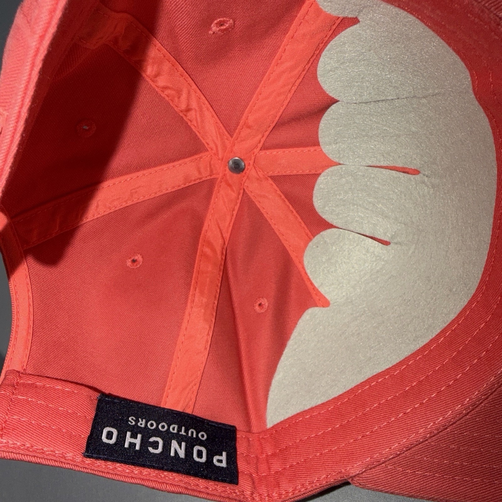 Poncho Outdoors Salmon Diamond Patch Hat Cap Adjustable Nwt 100% Cotton — image 3 of 4